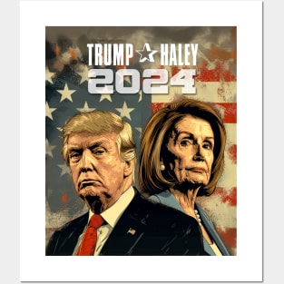 Trump Haley 2024: Political Satire is the Best on a Dark Background Posters and Art